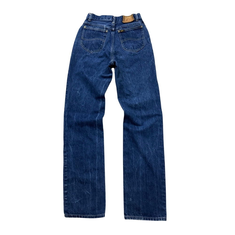 Vintage 80s Lee High Waist Straight Leg Denim Jeans Dark Wash USA Scovill 9